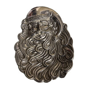 Vintage 1990s International Silver Company Silver Plated Santa Dish 8" Long